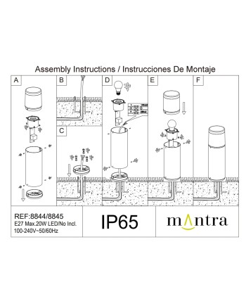 CHICAGO * SOBREMURO EXTERIOR GRIS OSCURO RED. 35CM IP65 E27